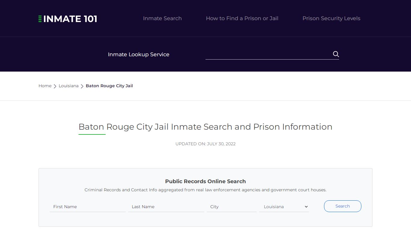 Baton Rouge City Jail Inmate Search, Visitation, Phone no ...